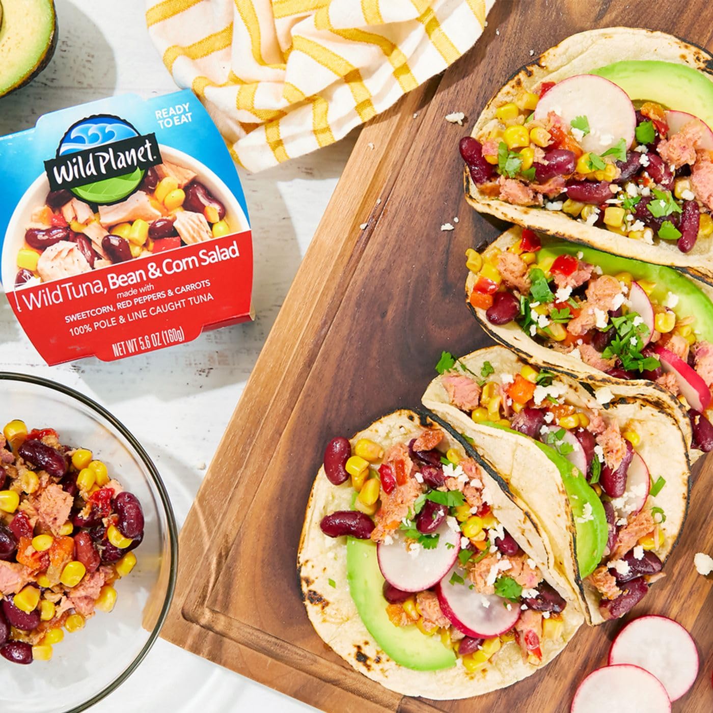 Wild Planet Ready-to-Eat Wild Tuna, Bean & Corn Salad with Organic Sweetcorn, Red Peppers and Carrots, 5.6oz, Pack of 1