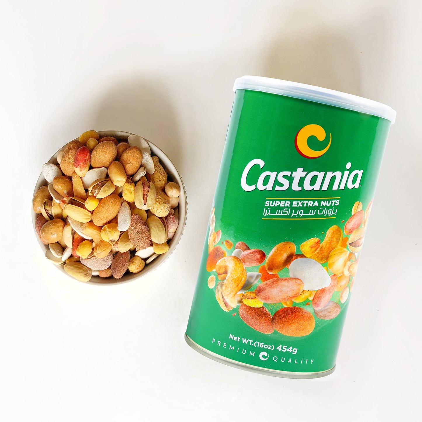 Castania BBQ Lebanese Mixed Nuts, Super Extra Mix - Pistachios, Almonds, Cashews, Hazelnuts, Peanuts, Pumpkin Seeds, 16oz (Pack of 4)