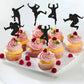 Ercadio Jazz Dancers Cupcake Toppers - 30 Pack, Black Glitter, Cardstock, Model 005, Music Theme Party Decorations