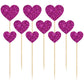 Gyufise Heart Cupcake Toppers, 30Pcs Glitter Picks for Valentines Day, Purple Cake Decorations