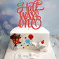 Ahaoray Half Way To One Cake Topper - Red Glitter 6 Months Birthday Decorations Supplies - Half Birthday Decorations Baby Girl,