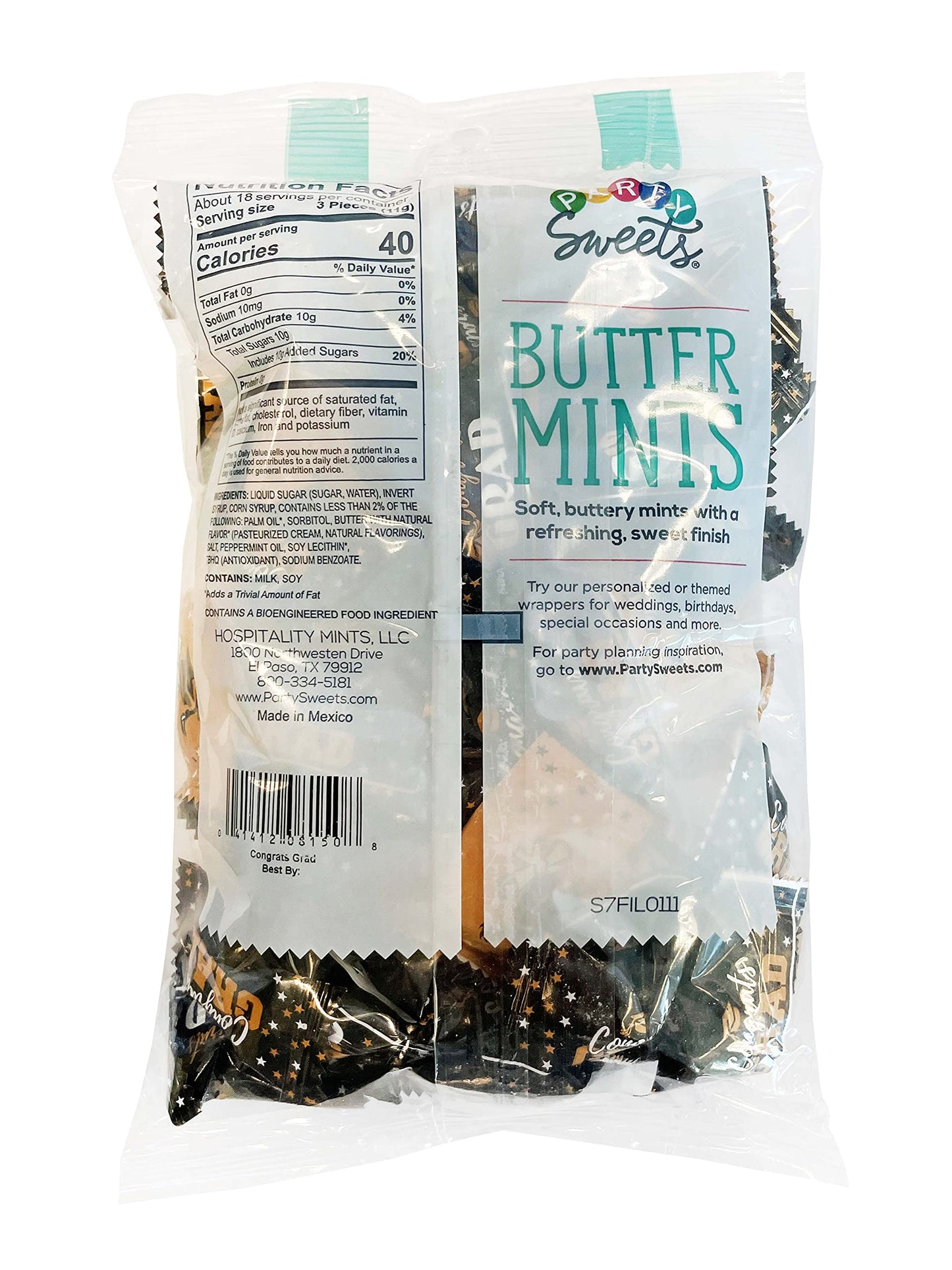 Party Sweets Graduation Buttermints By Hospitality Mints, Appx 300 Mints, 7-Ounce Bags (Pack Of 6)