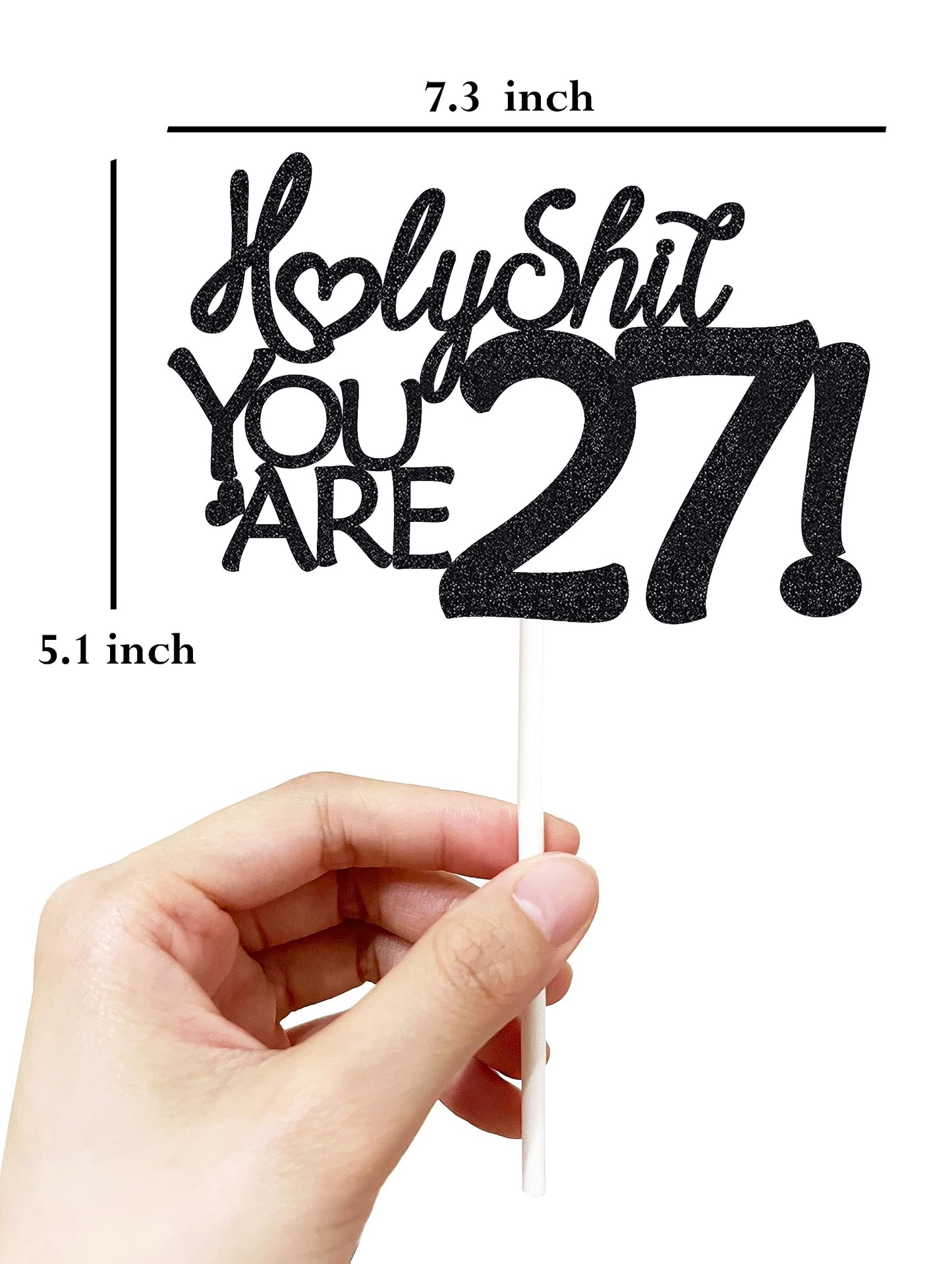 27 Birthday Cake Toppers-Black Glitter, Funny 27Th Cake Topper For Men,27 Cake Topper For Women, 27Th Birthday Decorations,27Th