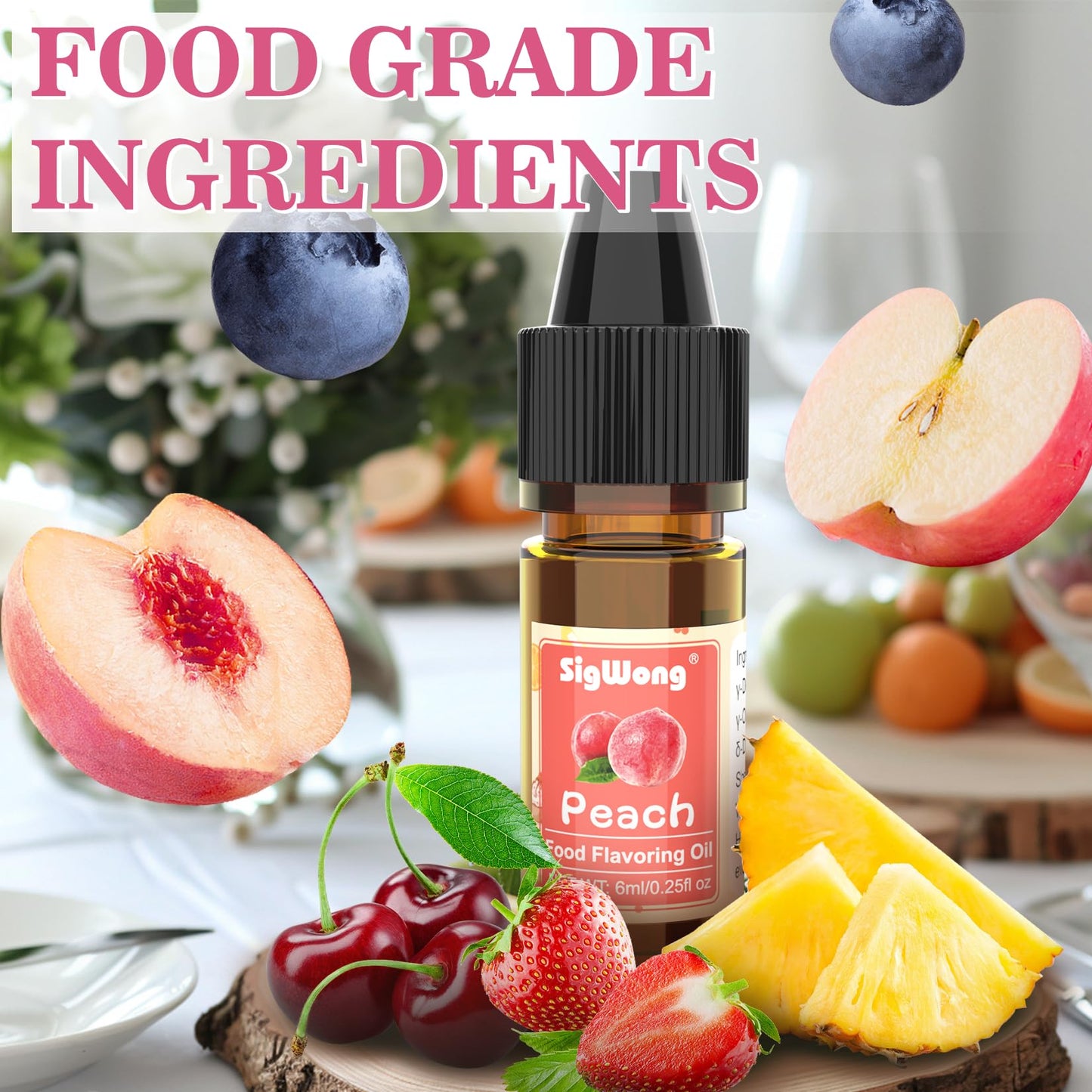 SigWong Food Flavoring Oil - 10 Concentrated Candy Flavors for Lip Balm, Baking, Cooking, Soap - 0.25 Fl Oz (6 ml) Bottles