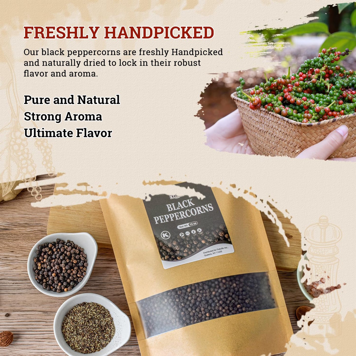 52Usa Whole Black Peppercorns 12 Oz + Himalayan Pink Salt (Coarse Grain) 2 Lb - Salt And Pepper Grinder, Black Peppercorn Refil,