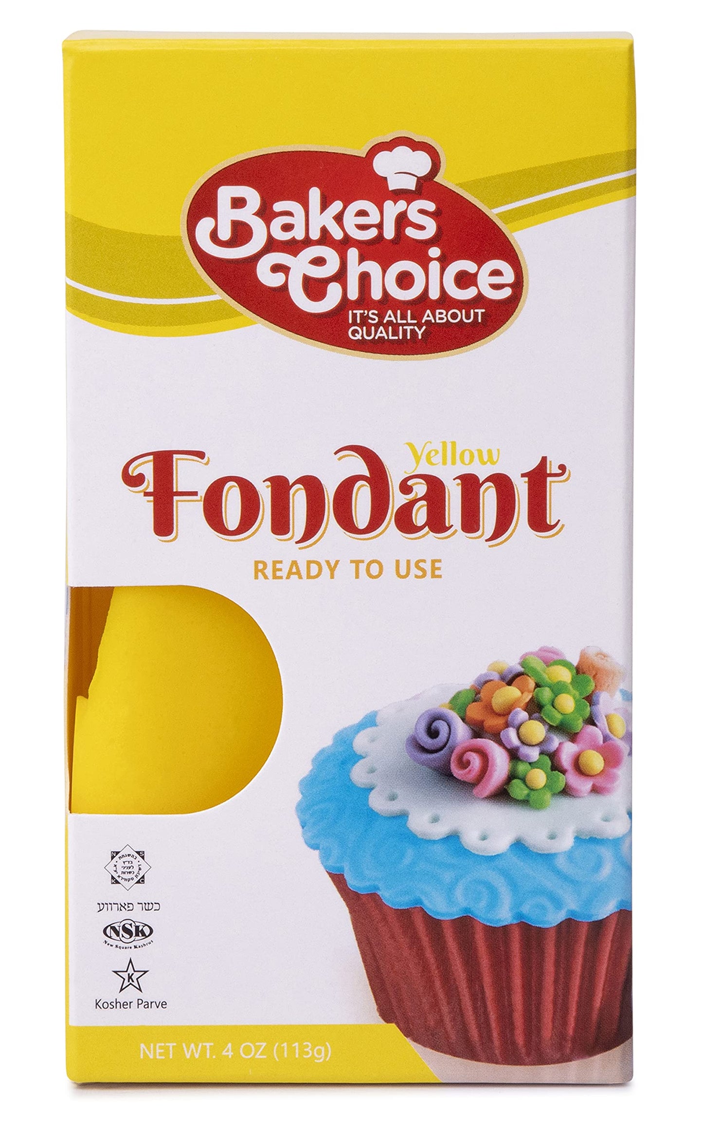 Bakers Choice Yellow Fondant Icing, 4 oz. Ready to Use Cake Decorating Frosting, Easy to Roll, Dairy Free, Nut Free