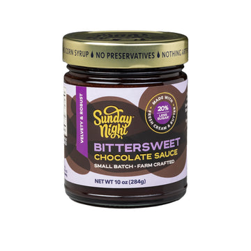 Sunday Night Bittersweet Chocolate Sauce - Luxury Chocolate Gift, Gluten-Free, Pure Clean Ingredients, No Preservatives - 10Oz