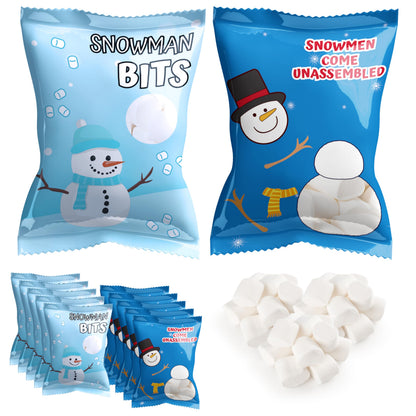 4Es Novelty 50 Packets Mini Marshmallows - 2 Design Individually Wrapped Christmas Snowman Mini Marshmallows Bulk Pack