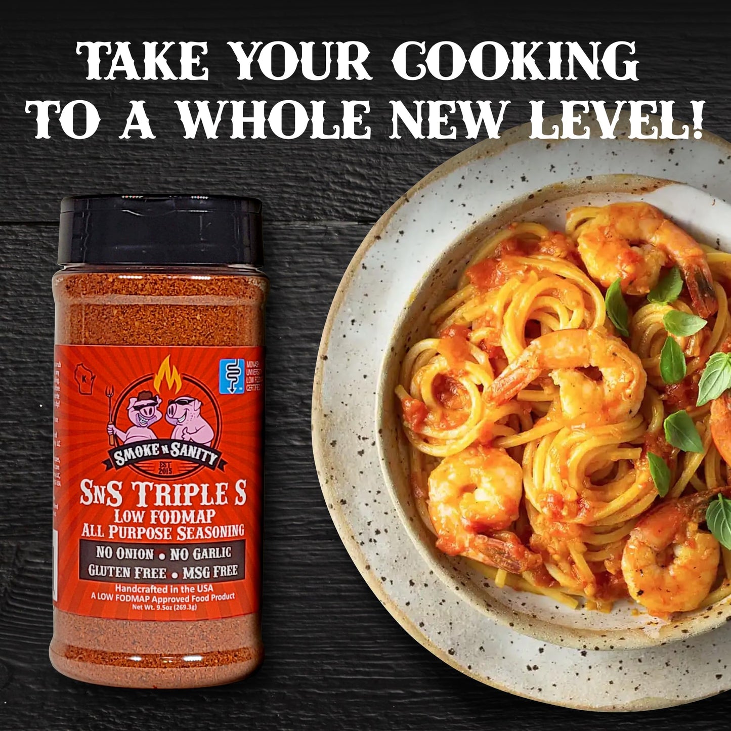 Smoke n Sanity SnS Triple S Certified Low FODMAP All Purpose Seasoning - Low FODMAP Foods - Contains No Garlic, No Onion - Glute