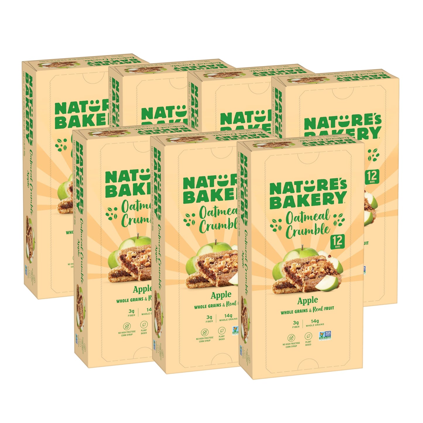 Natures Bakery Oatmeal Crumble Bars, Apple, Vegan, Non-GMO, 12 Count (Pack of 7)
