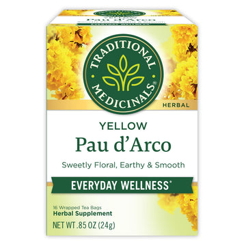 Traditional Medicinals Tea, Yellow Pau dArco, 16 Count Teabags, Everyday Wellness, Model TD0076