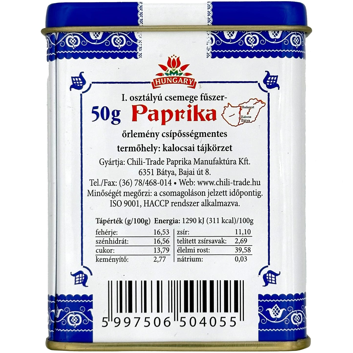 Hungarian Sweet Paprika 50g in Metal Container - Imported by CHILI-TRADE Kft., Ideal for Cooking and Seasoning
