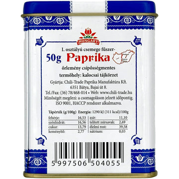 Hungarian Sweet Paprika 50g in Metal Container - Imported by CHILI-TRADE Kft., Ideal for Cooking and Seasoning