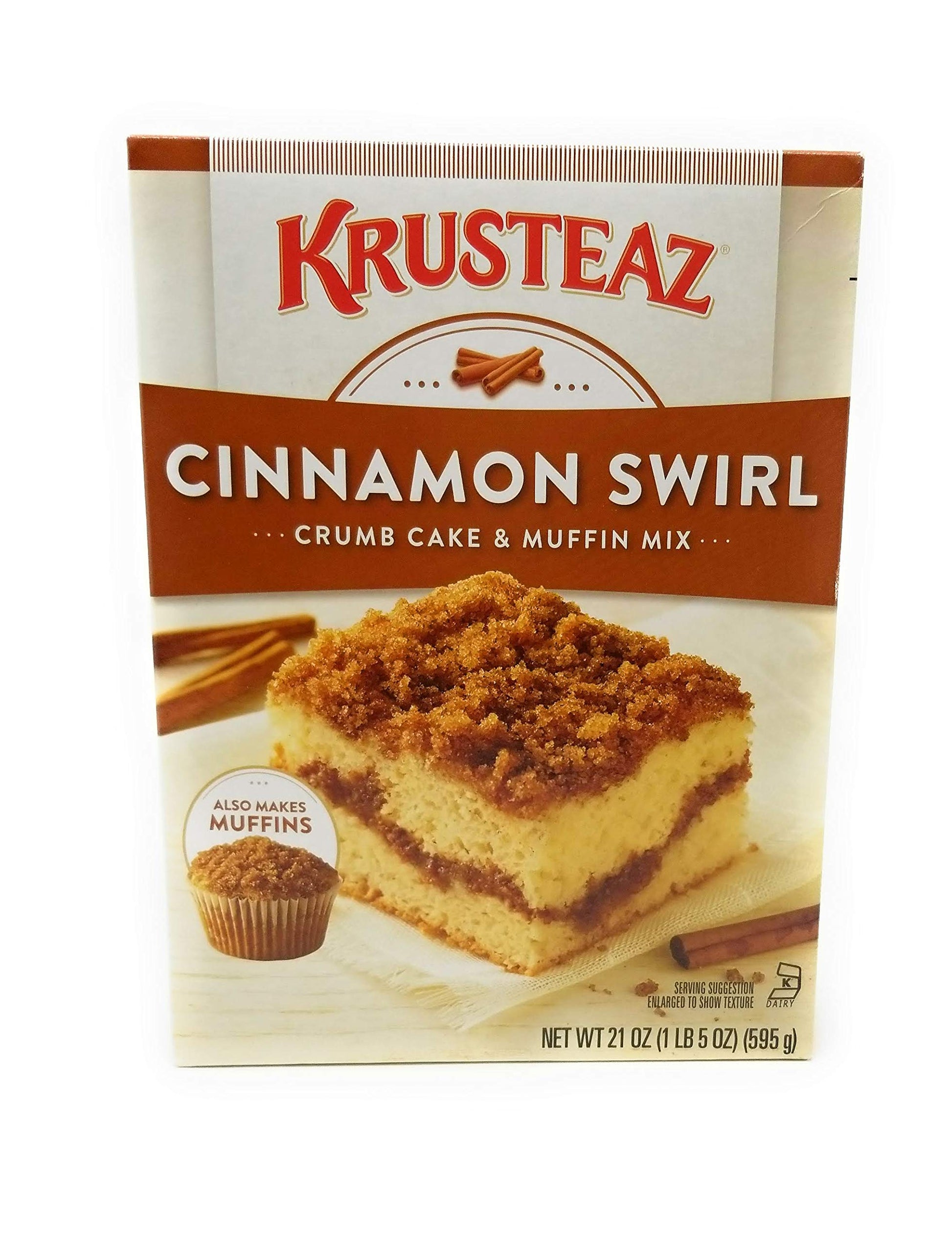 Krusteaz Cinnamon Swirl Crumb Cake & Muffin Mix, Made With No Artificial Flavors Or Colors, Also Makes Muffins, 21-Ounce Box (Pa