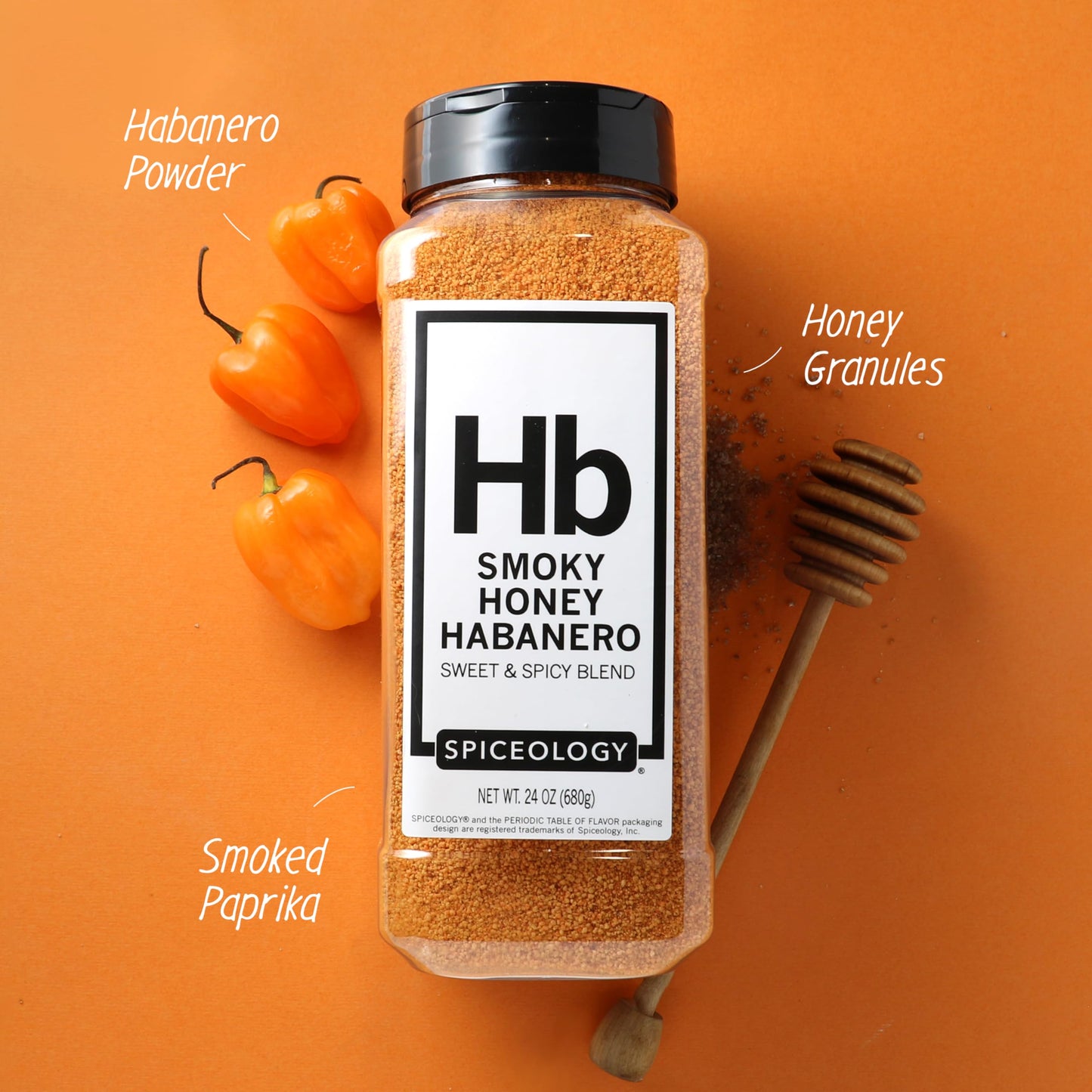 Spiceology Smoky Honey Habanero BBQ Rub - Sweet & Spicy - 24 oz - Ideal for Chicken, Pork, Steak, and More
