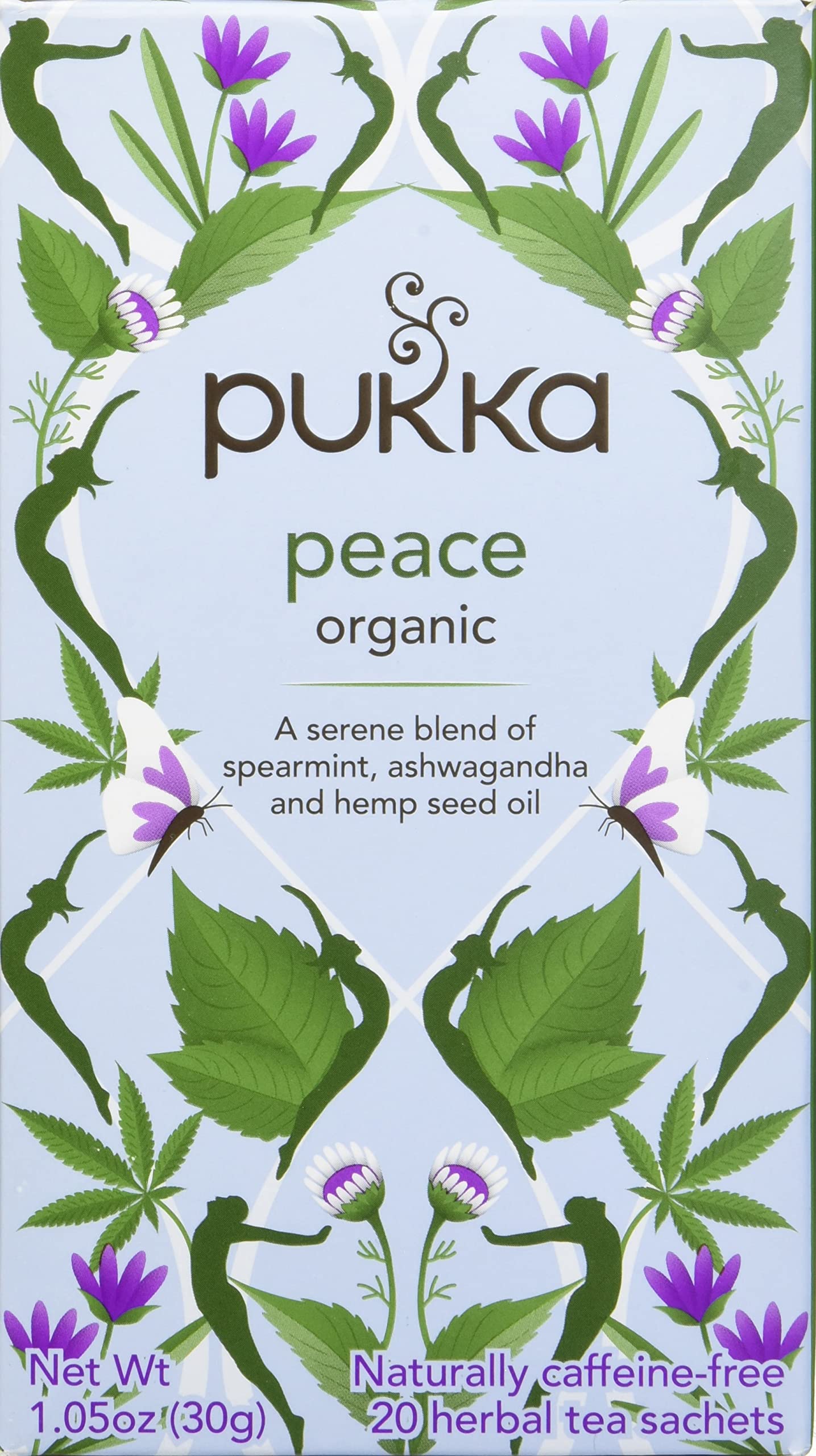 Pukka Organic Peace Herbal Tea - Caffeine Free, 20 Tea Bags, Spearmint & Ashwagandha, Model 69632955