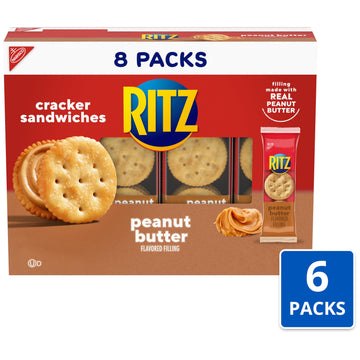 Ritz Peanut Butter Sandwich Crackers, 48 Snack Packs (6 Boxes, 6 Crackers Per Pack)