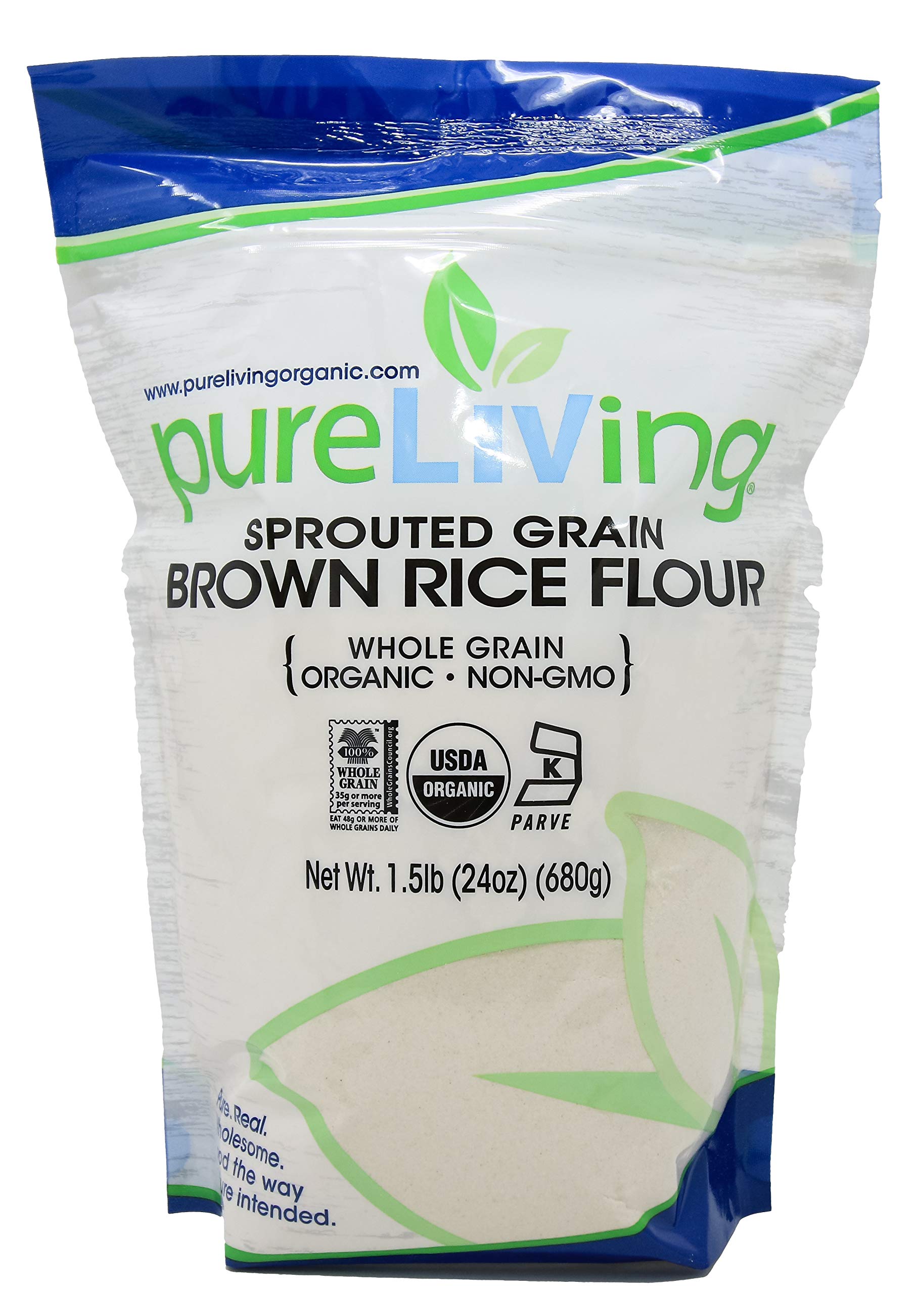 Pure Living Organic Sprouted Brown Rice Flour - 24 oz (1.5 lb) Pack