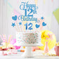 Lecferrarc 12th Birthday Cake Decorations Set, Blue Glitter Happy 12th Birthday Candles and Toppers