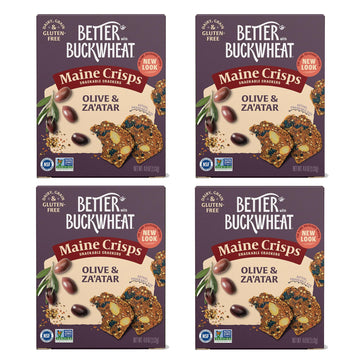 Maine Crisp Olive & Zaatar Snack Crackers, Gluten Free, 4 Ounce (Pack of 4)