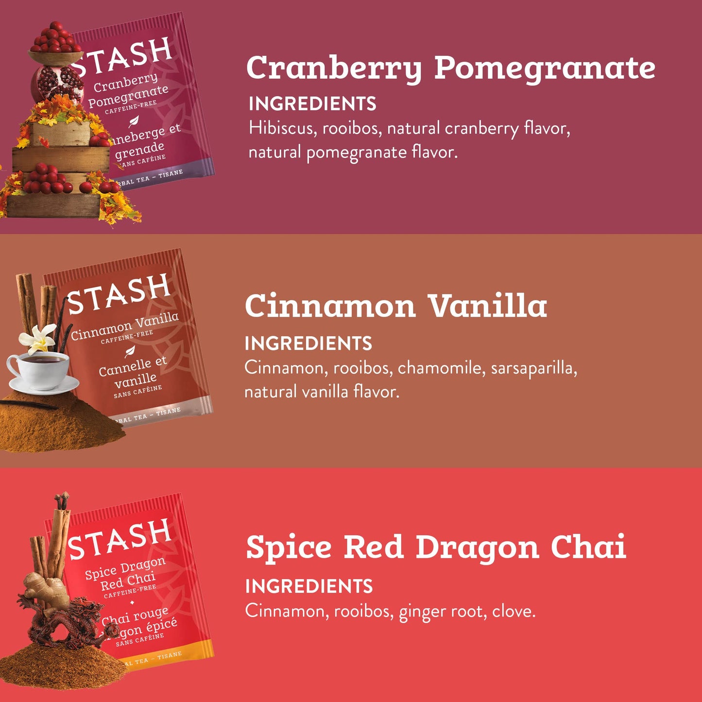Stash Tea Fall for Autumn Sampler - 6 Boxes, 20 Tea Bags Each, Total 120 Bags, Model 77821, Autumn Flavor