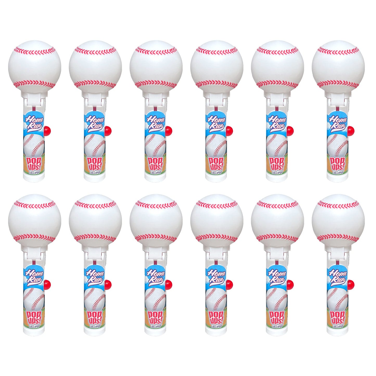 POPUPS! LOLLIPOP Baseball Lollipop Holder - 12 Individually Wrapped Candy Party Favors - Bulk Set of 12