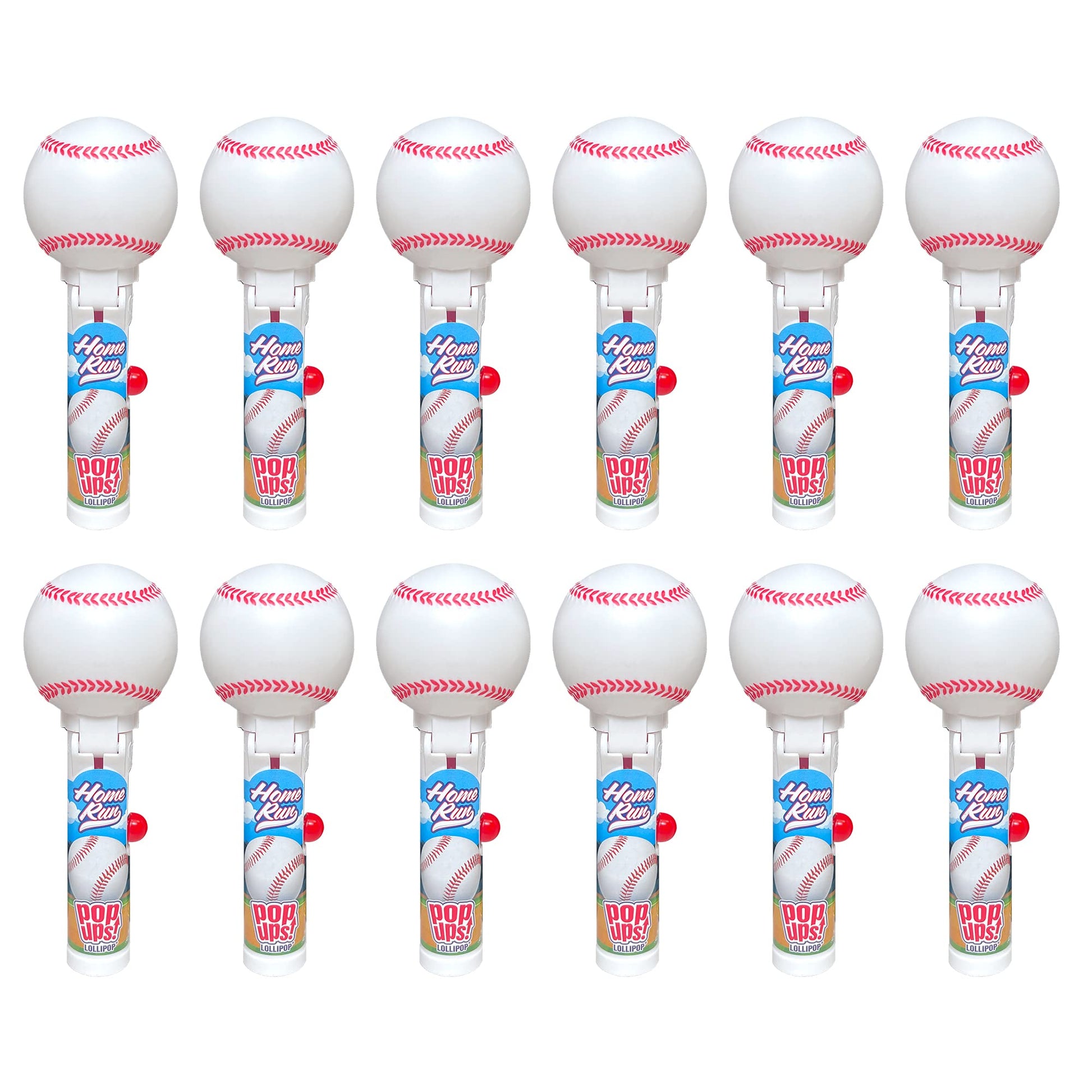 POPUPS! LOLLIPOP Baseball Lollipop Holder - 12 Individually Wrapped Candy Party Favors - Bulk Set of 12