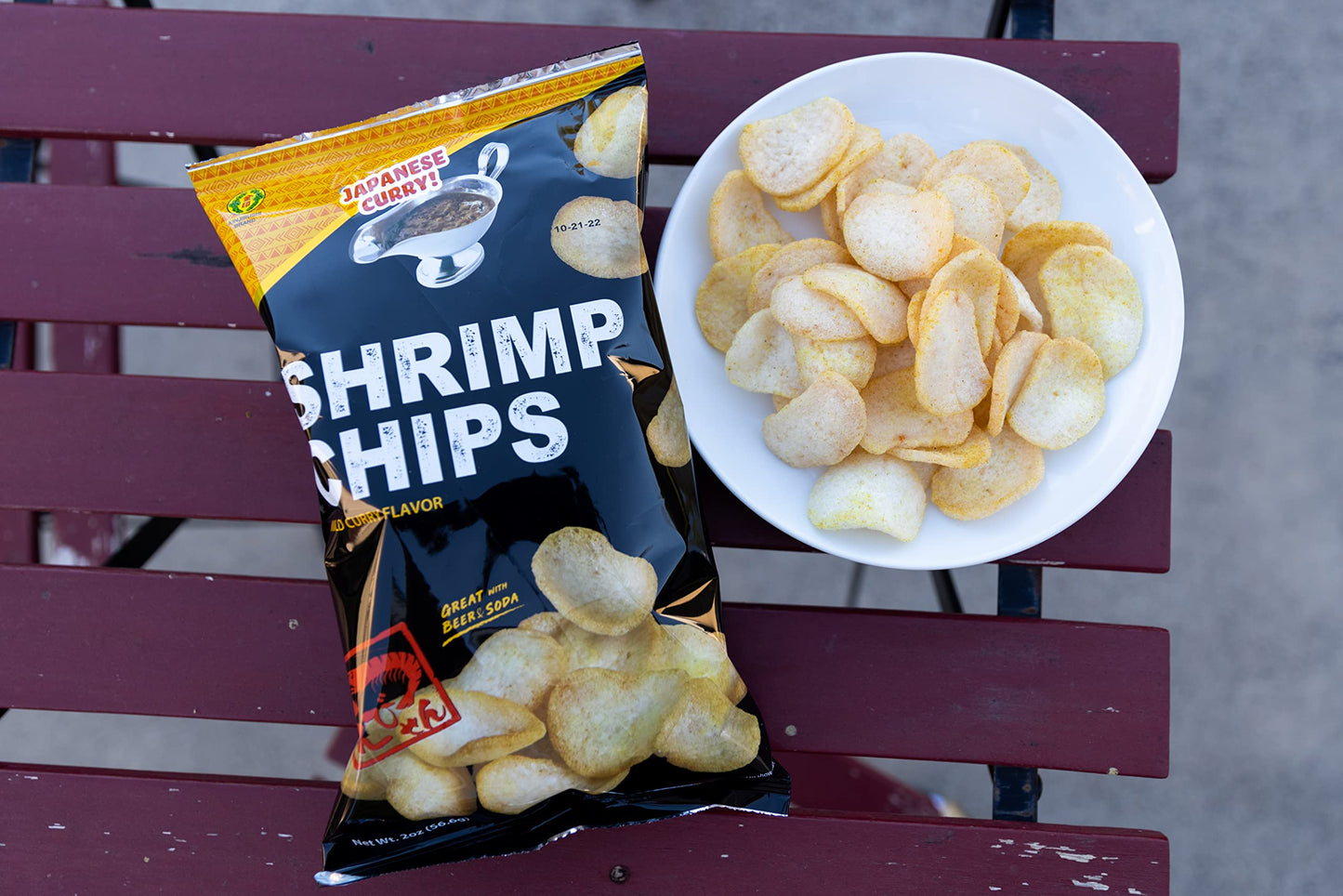 Kinjirushi Authentic Japanese Curry Flavor Shrimp Chips(3 Pack) (2 Oz)/Snacks/Chips/Japanese/Asian Snacks/Food/Kinjirushi Brand