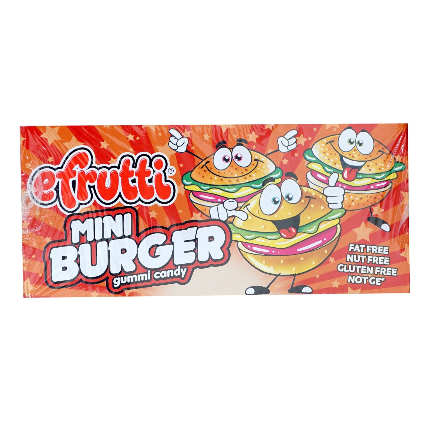 Efrutti Gummi Mini Burger, 60 Pieces Display Box, Individual Wrapped Gummy Burgers