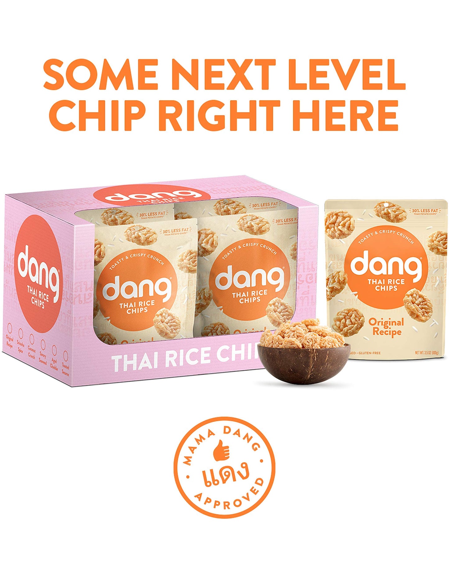 Dang Thai Rice Chips | Original | 12 Pack | Vegan, Gluten Free, Non Gmo Rice Crisps, Healthy Snacks Made With Whole Foods | 3.5