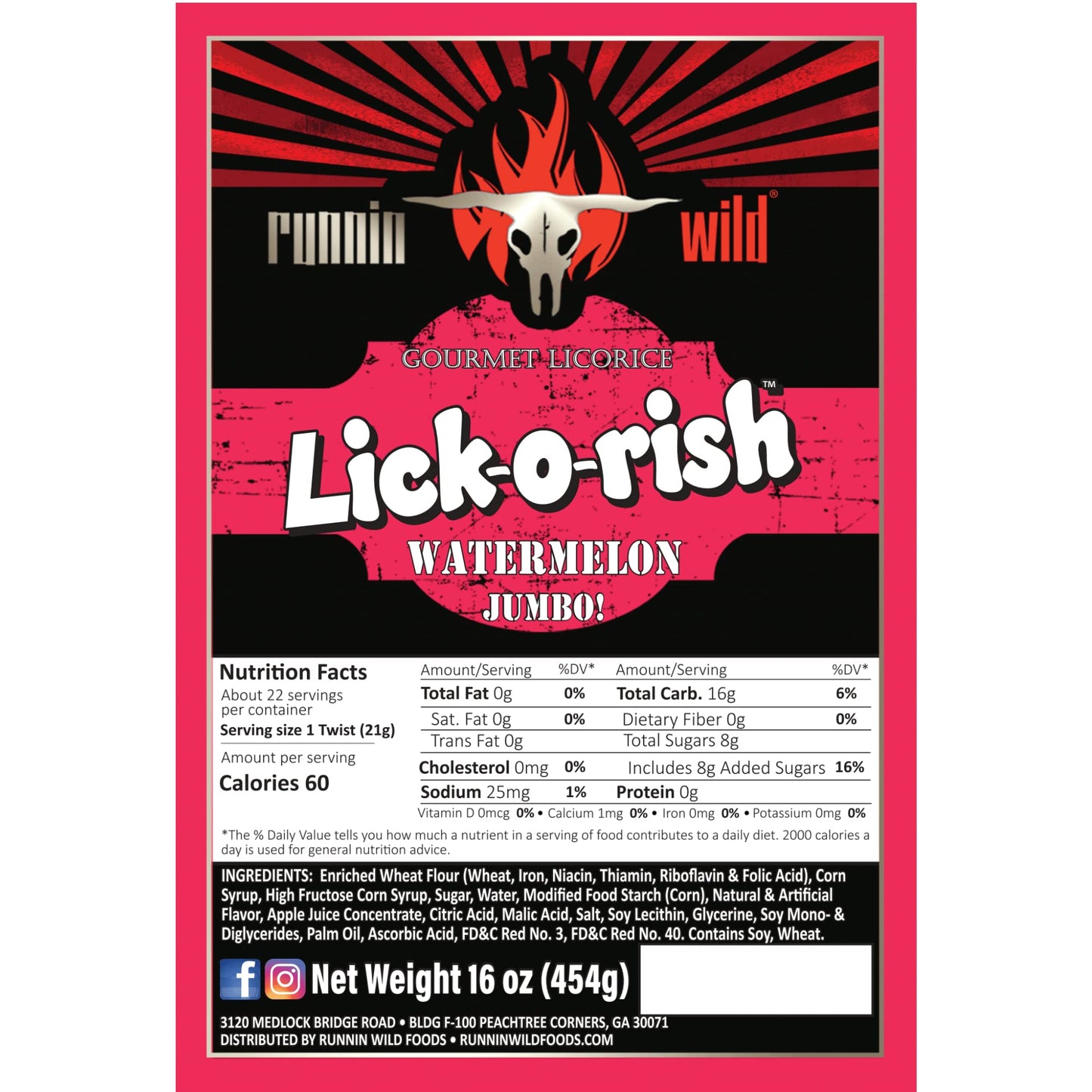 RunninWild Watermelon Licorice Candy - 3 Bags, 1 Pound Each, Sweet  , Black & Blue