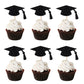 Leetaivie 24pcs Graduation Cupcake Topper - Black Glitter Graduation Cap Graduation Diploma Cupcake Topper- Class Of 2025 Gradua