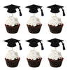 Leetaivie 24pcs Graduation Cupcake Topper - Black Glitter Graduation Cap Graduation Diploma Cupcake Topper- Class Of 2025 Gradua