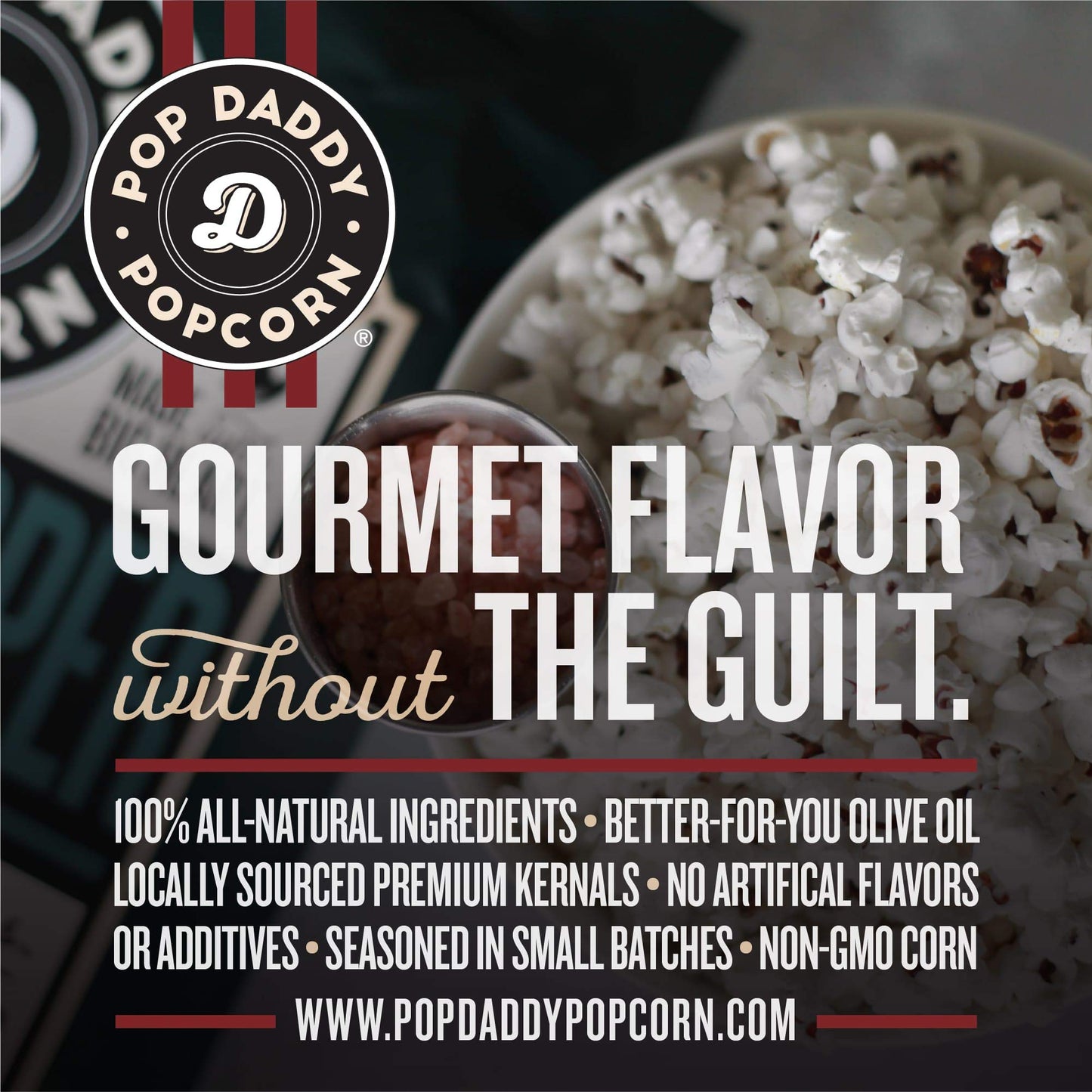 POP DADDY Gourmet Flavored Popcorn Snacks, 2 Oz Healthy Gluten Free, 15 Pack