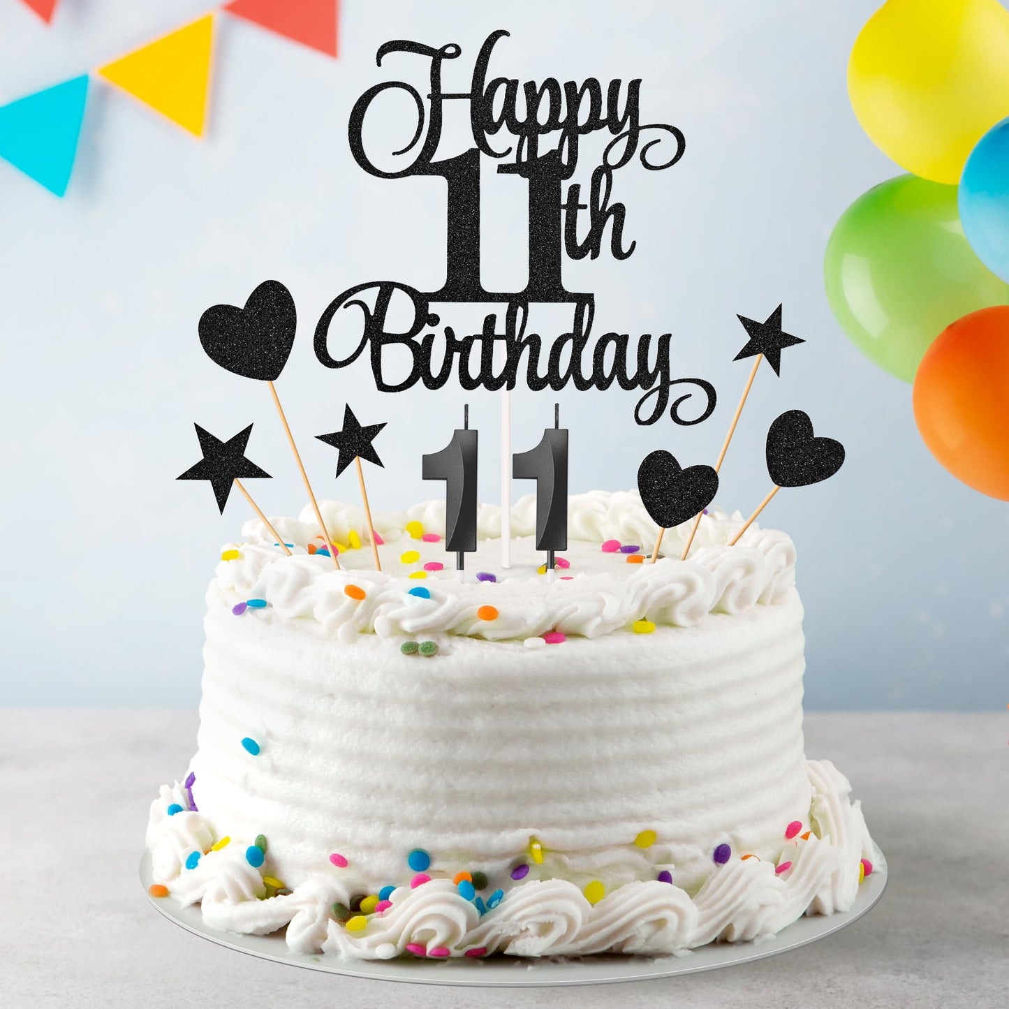 Lecferrarc 11Th Birthday Cake Decorations, 11Th Birthday Candles Cake Numeral Candles And Glitter Happy 11Th Birthday Cake Toppe