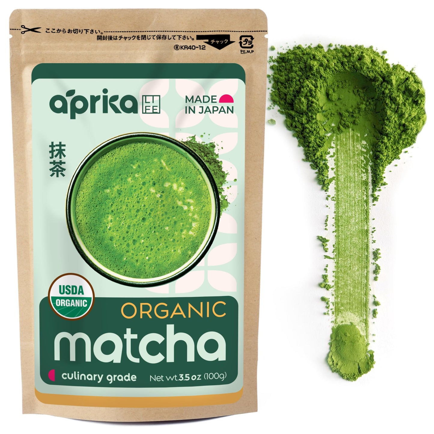 Matcha Powder  Japanese Usda And Jas Organic Matcha Green Tea Powder  Culinary Grade 2Nd Harvest  Unsweetened  Perfect For Matcha Latte  Smoothies  Desserts - 3.5 Oz/100G By Aprikalife