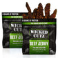 Wicked Cutz Volcanic Jalapeño Beef Jerky, 27g Protein, Tender & Chewy, 2.75 oz (Pack of 2)