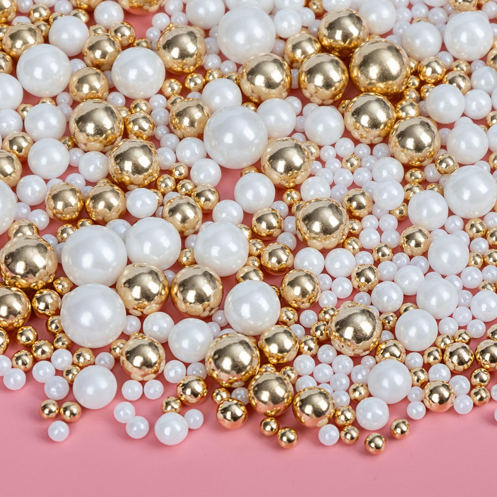 ValentineS Day Pearl Sprinkles White Gold Candy Mixing Size Baking Pearls Sprinkle Edible Cake Decorations Cupcake Toppers  Cookie Decorating Celebrations Wedding ValentineS Day Easter Supplies 130G/ 4.58Oz