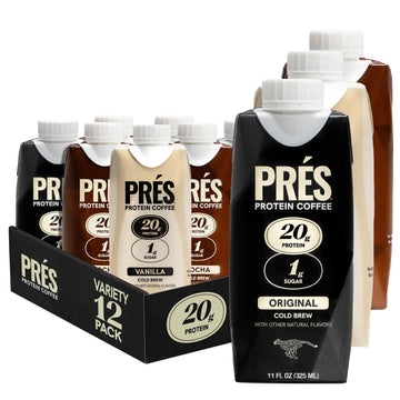 Pr  s - Protein Coffee - High Protein - Real Cold Brew - 20g Protein - 1g Sugar - 100 Calories - No Added Sugar - Coffee - Prote