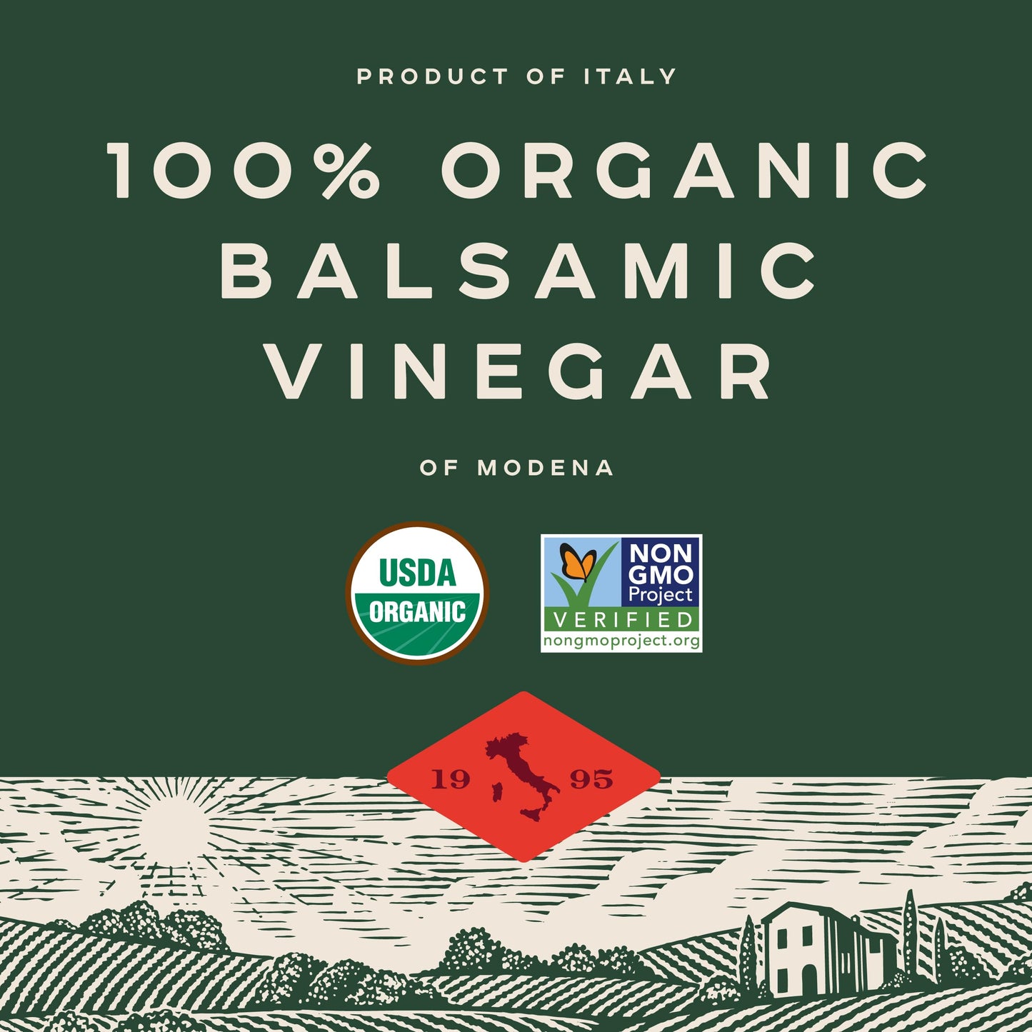 Bionaturae Vinegar Balsamic - Organic Balsamic Vinegar, Modena Balsamic Vinegar, Acidity 6%, USDA Certified Organic, Recyclable
