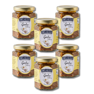 DeLallo Minced Roasted Garlic, Packed in Olive Oil to Preserve Smoky Flavor, Recipe Ready for Pasta Sauces, Meats and Marinades,