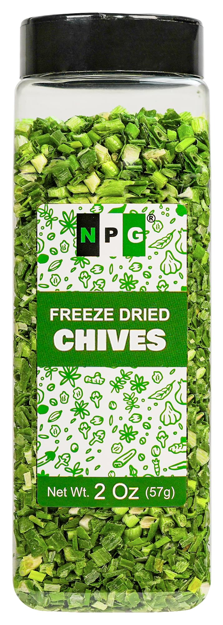 NPG Freeze-Dried Chives 2 Oz, Dehydrated Chopped Chives, Mild Onion Herb for Cooking, Soup, Ramen, Stir Fry & Garnish, Non-GMO, 