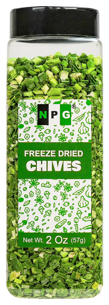 NPG Freeze-Dried Chives 2 Oz, Dehydrated Chopped Chives, Mild Onion Herb for Cooking, Soup, Ramen, Stir Fry & Garnish, Non-GMO, 