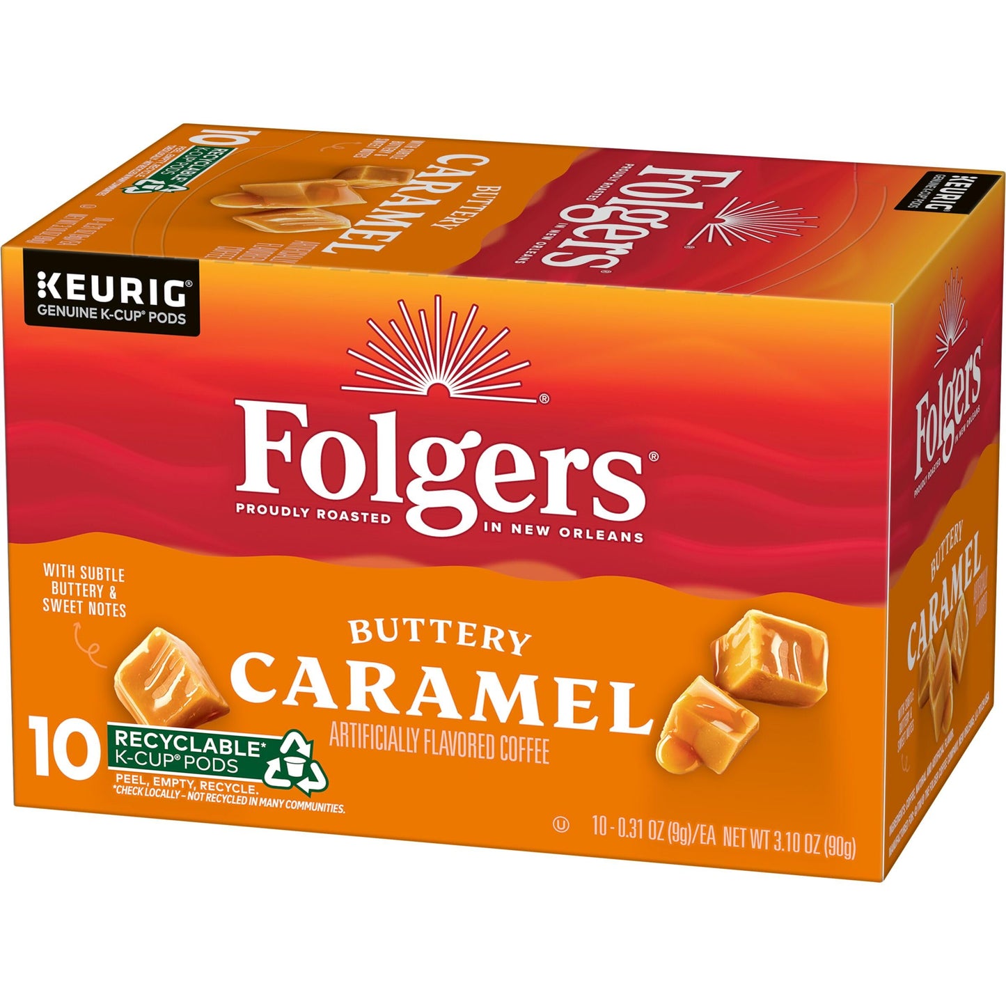 Folgers Buttery Caramel Artificially Flavored Coffee  Keurig K-Cup Pods  10 Count Box (Pack of 6)