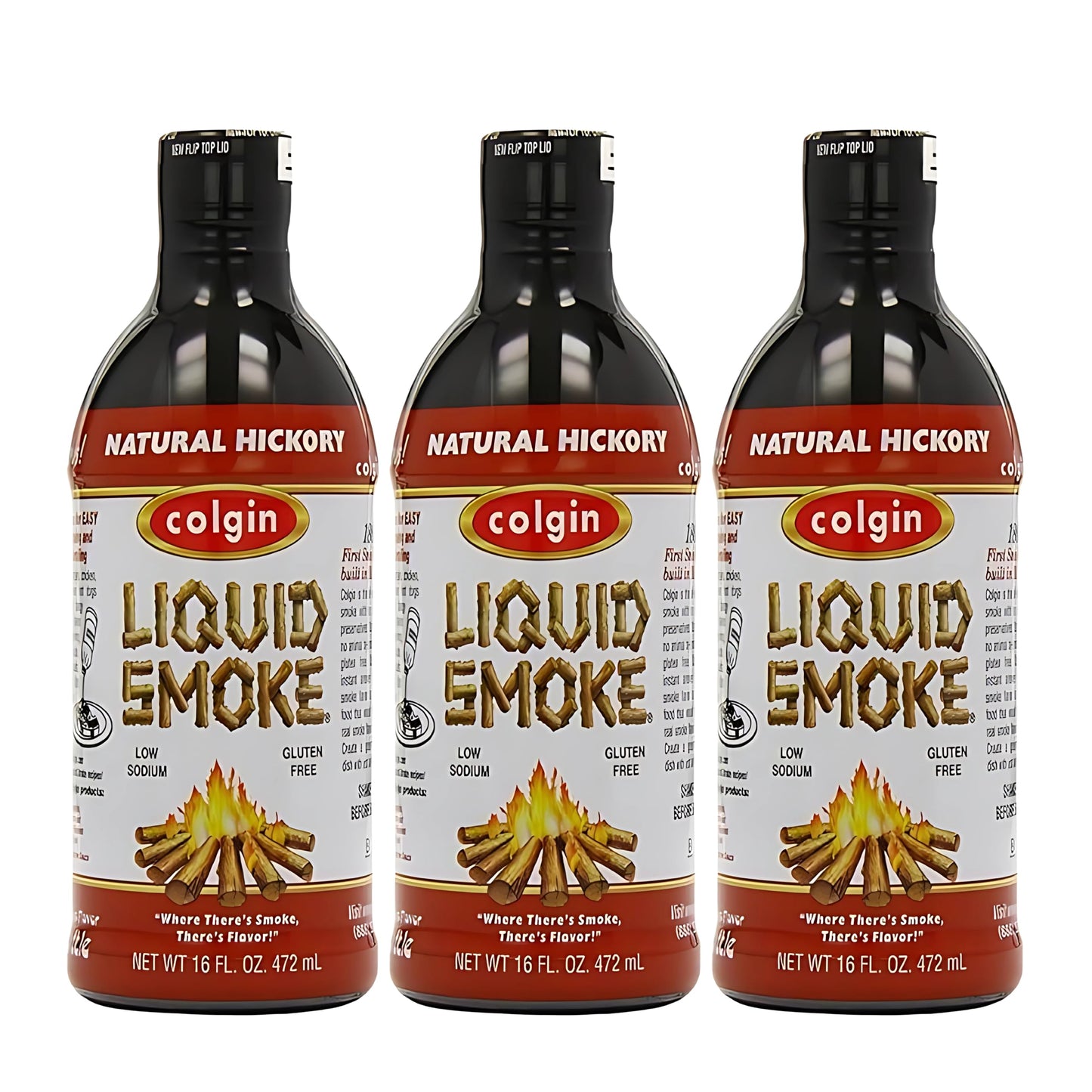 Colgin Authentic Hickory Liquid Smoke (16 Oz) For Home Cooks & Bbq Enthusiasts | Liquid Smoke For Cooking | Rich, Sweet Smoky Flavor For Meats, Sauces, & Marinades | Perfect For Bbq & Cooking (3 Pack)