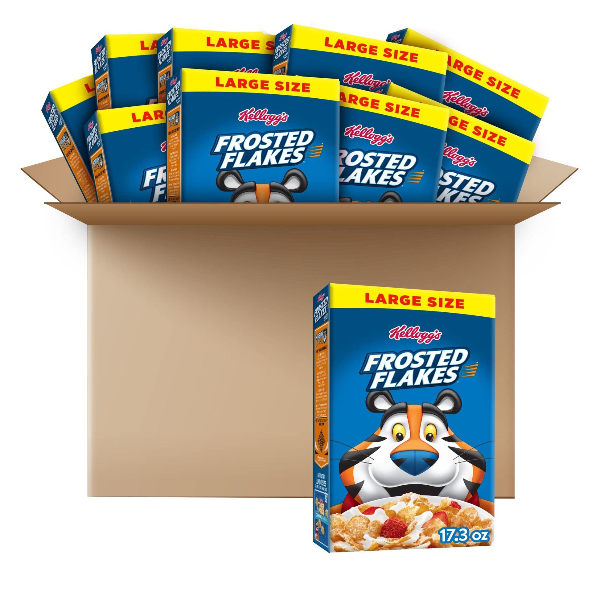 Kellogg's Frosted Flakes Breakfast Cereal, 8 Vitamins and Minerals, Kids Snacks, Large Size, Original, 10.8lb Case (10 Boxes)