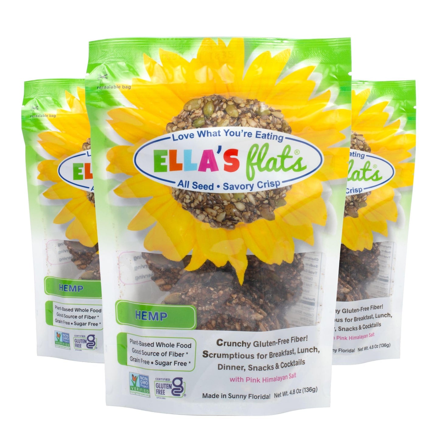 Ellas Flats Hemp All Seed Savory Crisps - All Natural, Gluten Free, Good Source Of Protein, High Fiber, Vegan And Keto Friendly