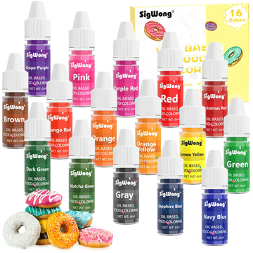 Oil Based Food Coloring for Chocolate - SigWong 16 Colors Upgraded Edible Food Dye Coloring for Cake Decorating, Baking Cake Col