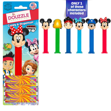 DOUzzle Kosher Pez Candy & Disney Junior Mickey Mouse Dispenser + 3 Assorted Fruit Refills (Pack of 1) Gluten Free, Kosher Parve