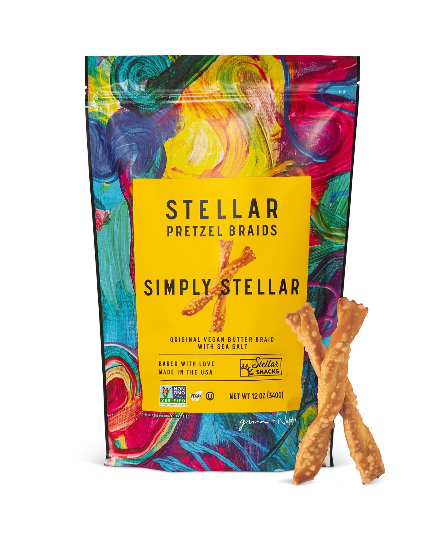 STELLAR SNACKS Pretzel Braids, Vegan & Kosher, Non-GMO, 12 OZ Large Bag